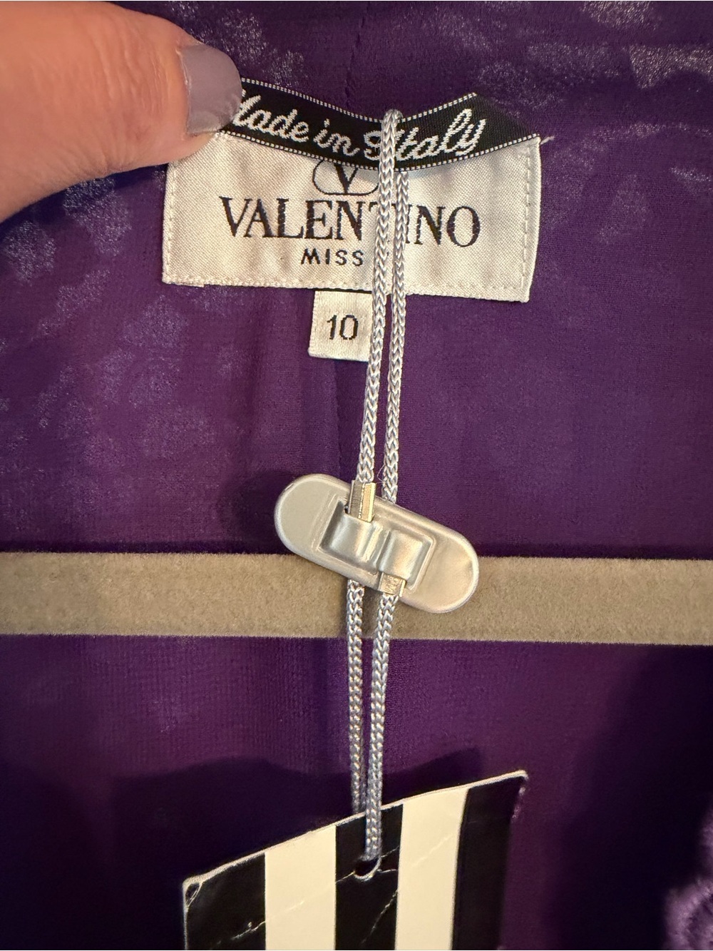 NWT Vintage Valentino Miss V Purple Crochet Knit Cardigan Jacket Size 10 Made in - Picture 2 of 8